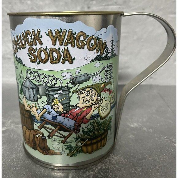 "Chuck Wagon Soda" Tin Mug Cup Funny Hillbilly Graphics Colorful Collectible Tin - Picture 3 of 7